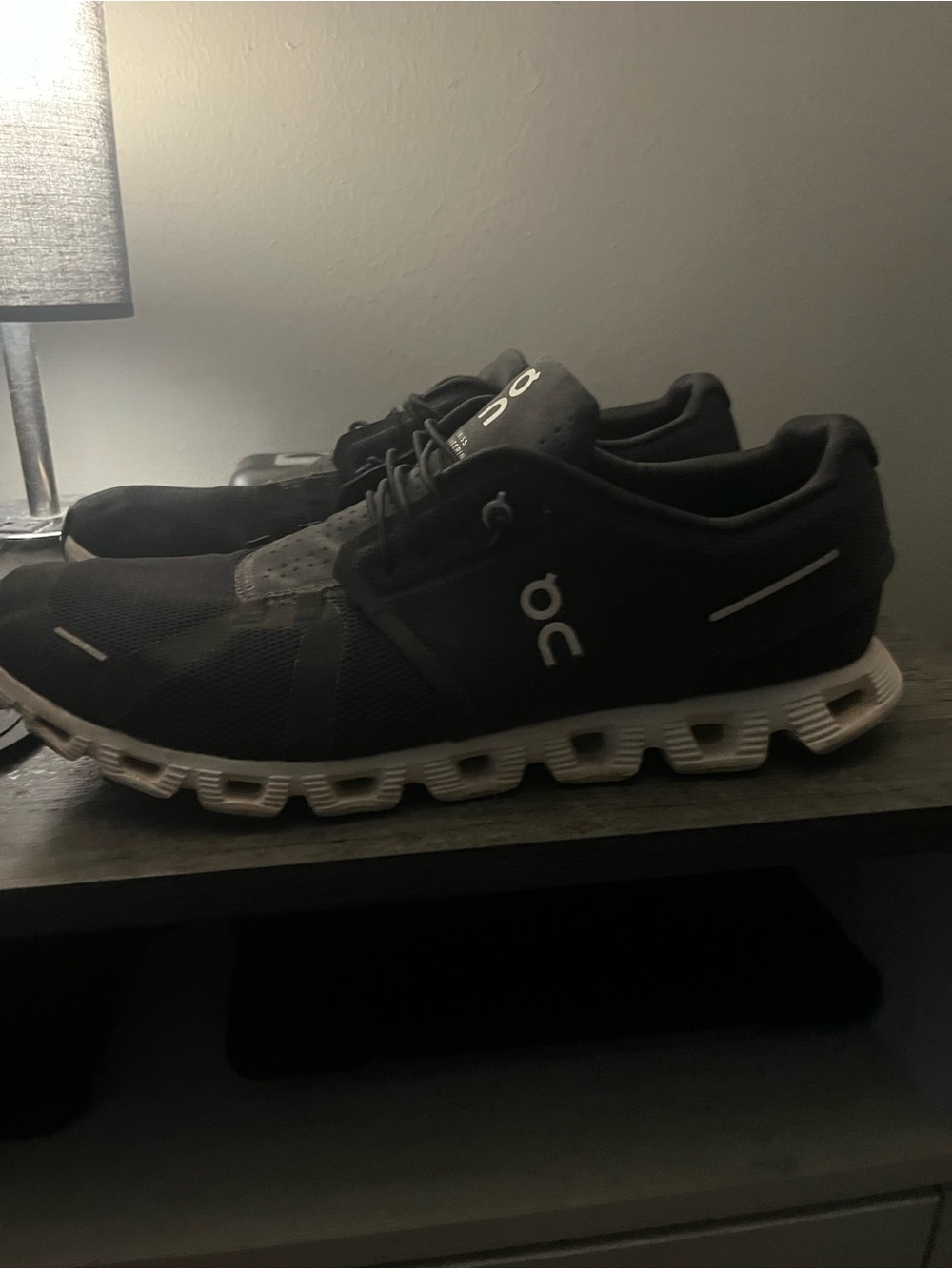 On Running Black Men's Athletic Running Shoes with White Sole size 12
